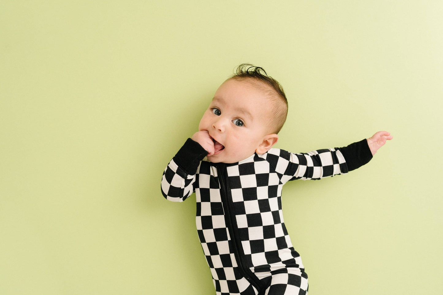 Black Checkered Bamboo Sleeper: 12-18M