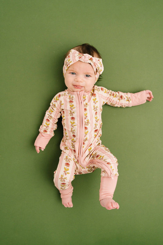 Vintage Floral Stripe Bamboo Sleeper: 3T