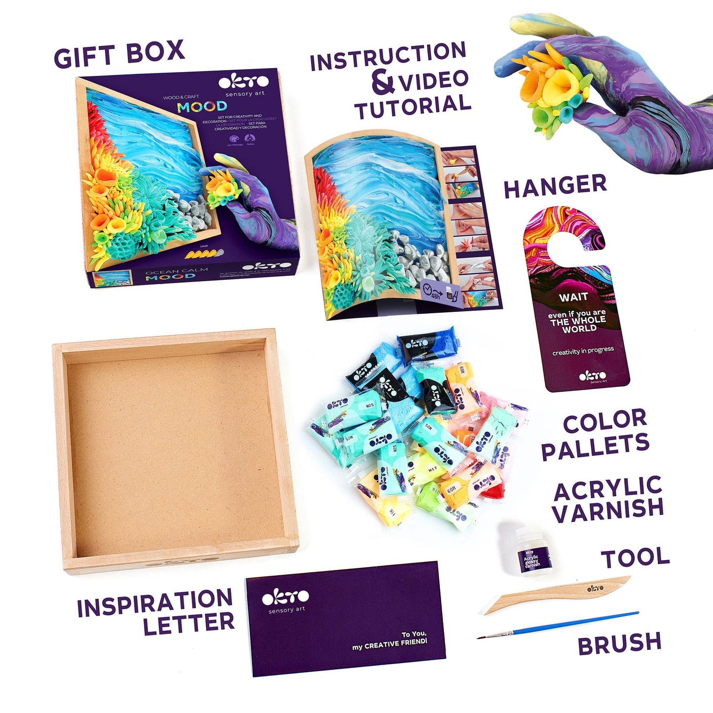 Mood Ocean Calm OKTO Air-Dry Clay 3D Painting Kit –  (8.3 x 8.3 in)