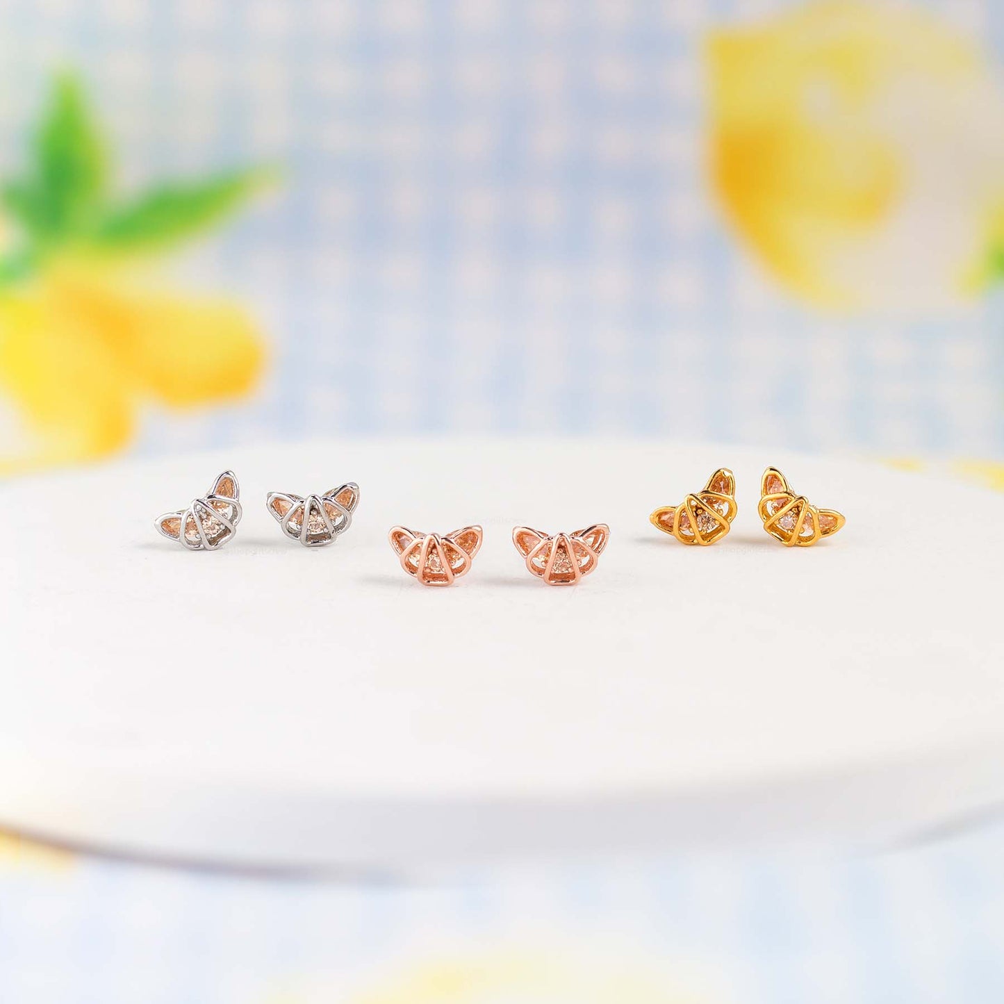 Croissant Studs: Rose Gold