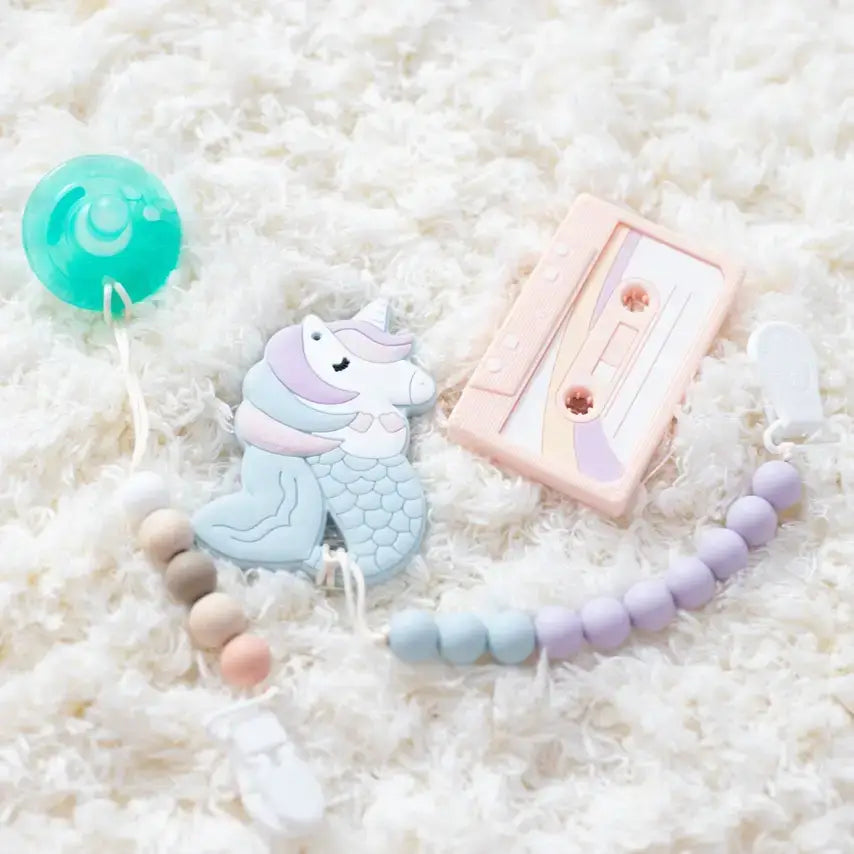 Mermicorn Baby Teether Toy and Sensory Chew - Gift for Girls: Purple and azure blue