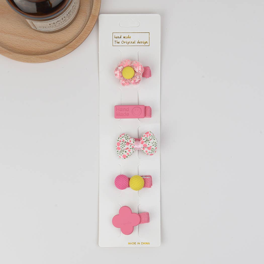 5-Pack Toddler Cute Alligator Clip Set For Girls: Strawberry