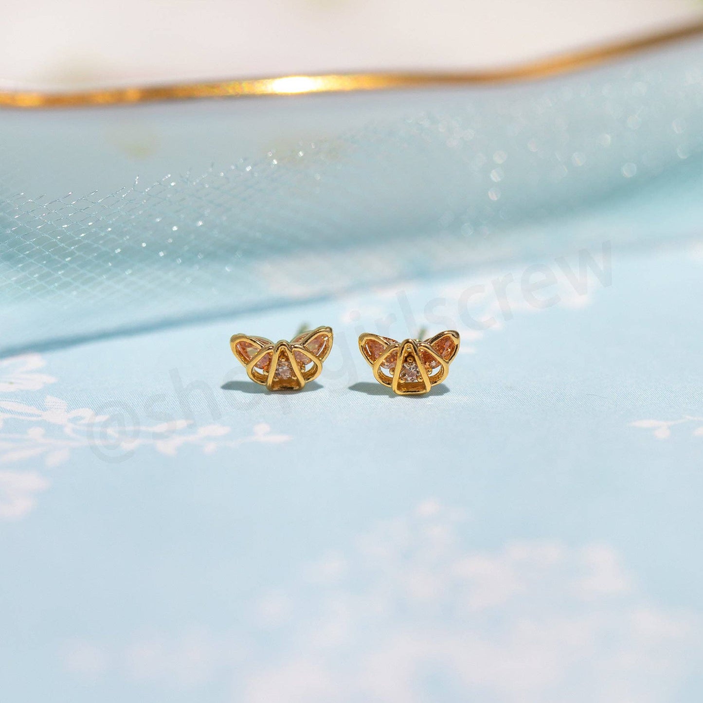 Croissant Studs: Rose Gold