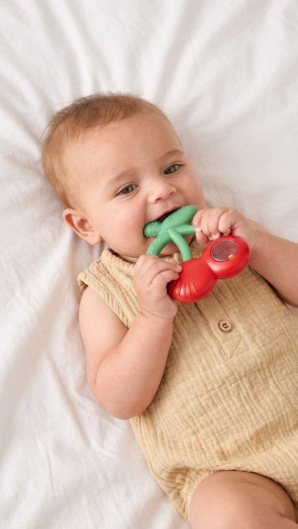"NEW" Bitzy Shake™ - Silicone Teether with Rattle: Goose