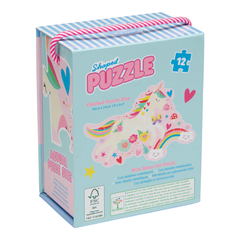 Unicorn Shaped Jigsaw Puzzle 12pc
