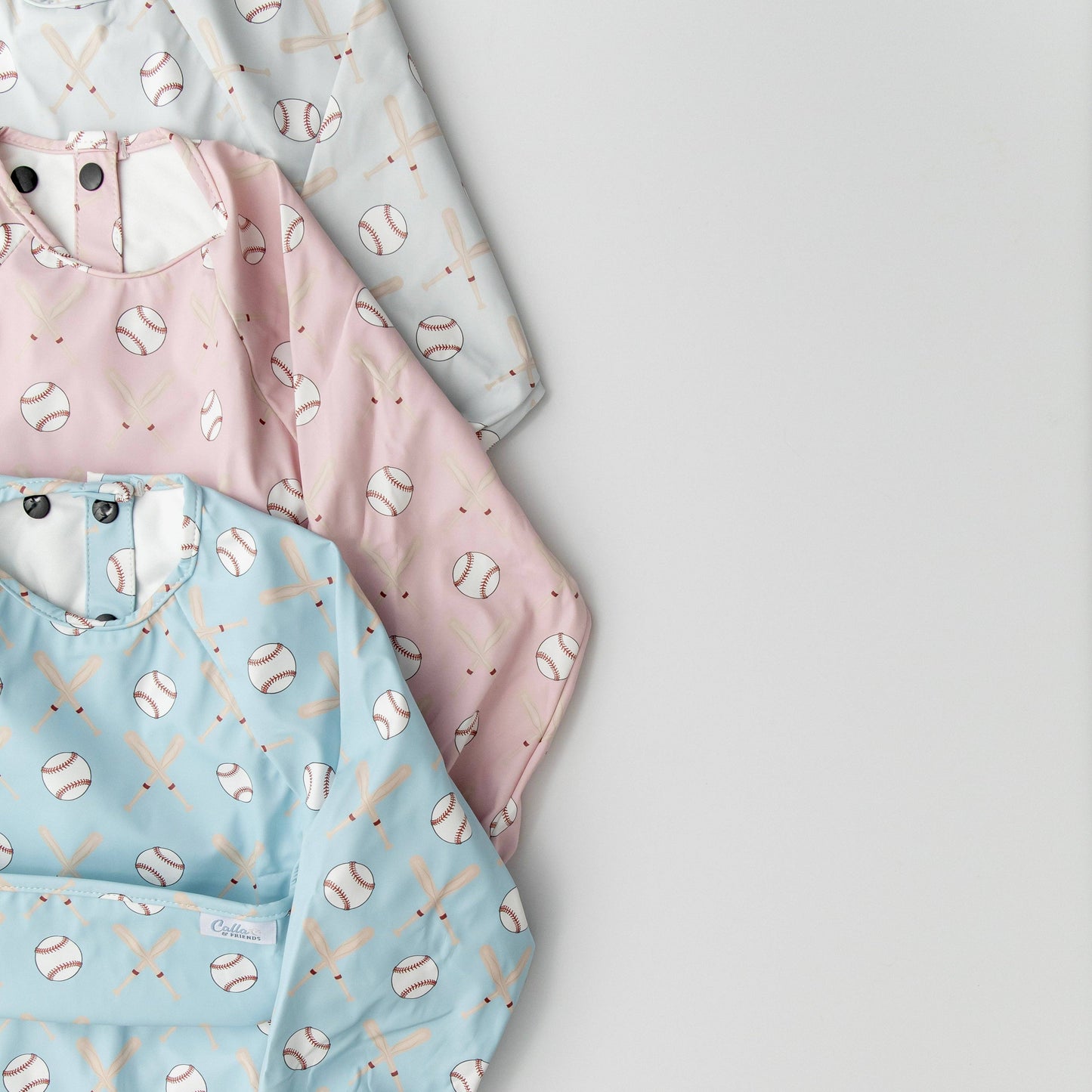The Grayson Long Sleeve Bib - Baseball: Pink / 6-36M