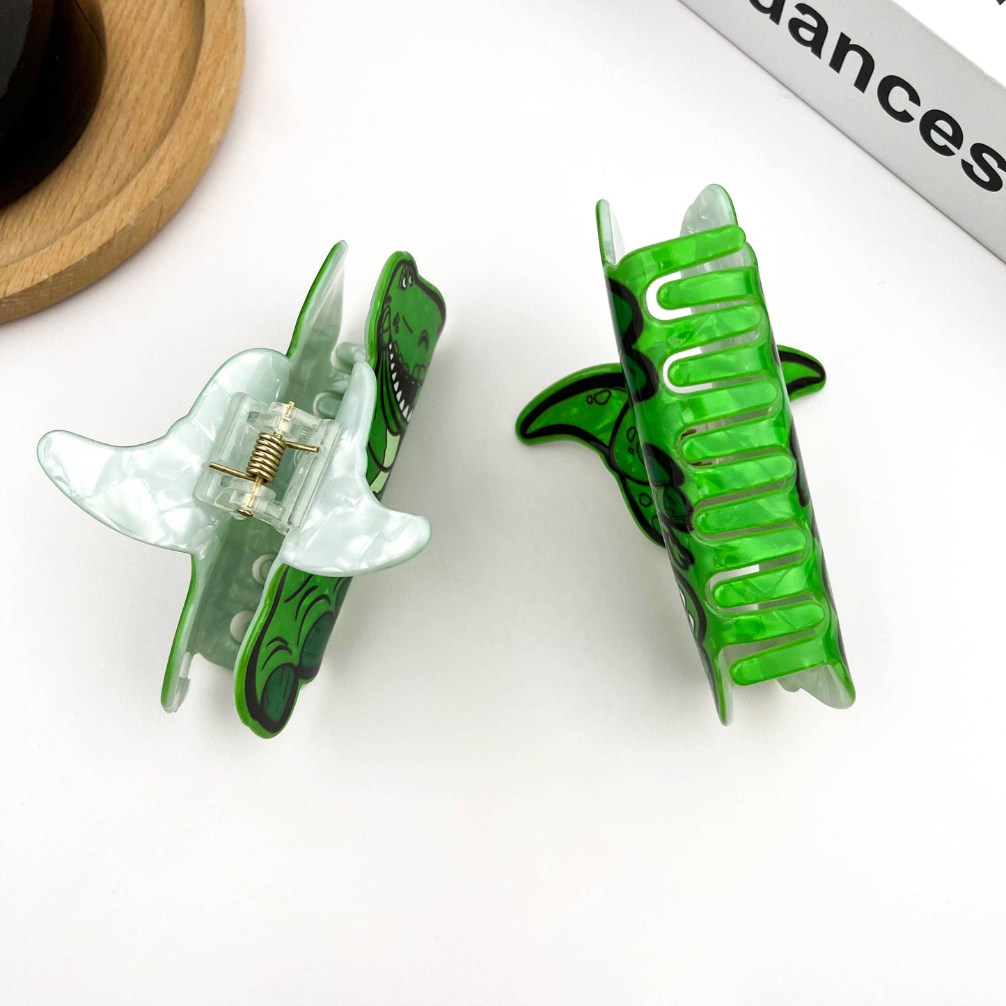 Green Dinosaur Hair Clip, Cute Prehistoric Style Claw Clip