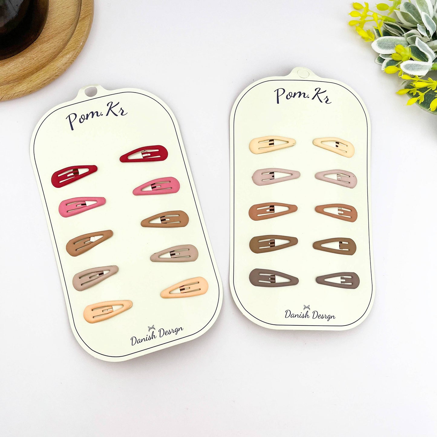 Small Kids BB Hair Clips, Heart & Teardrop Snap Clips: Red A