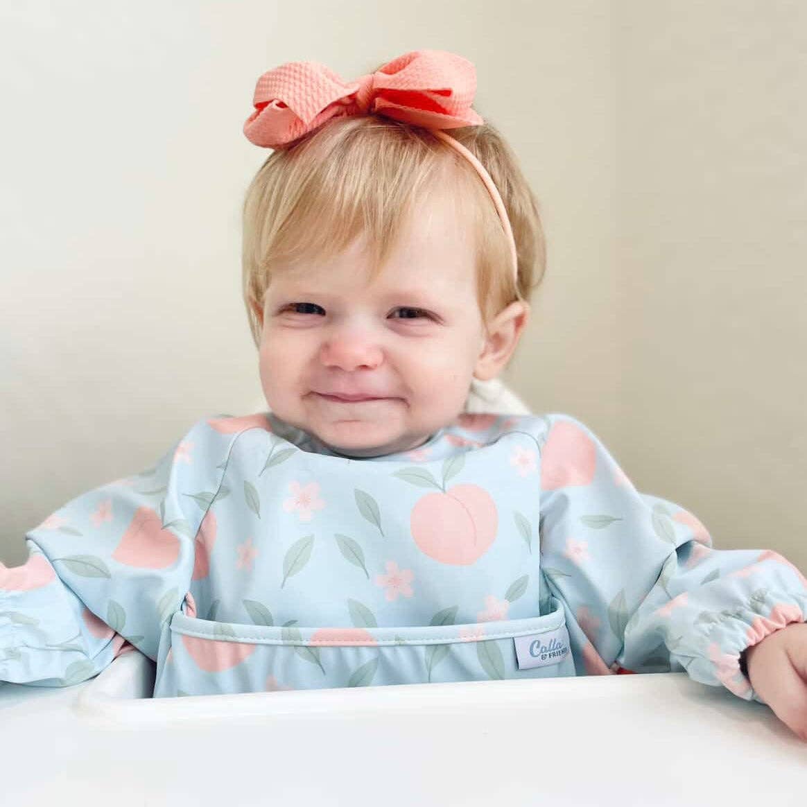 The Grayson Long Sleeve Bib - Peach Blossom: 6-36M