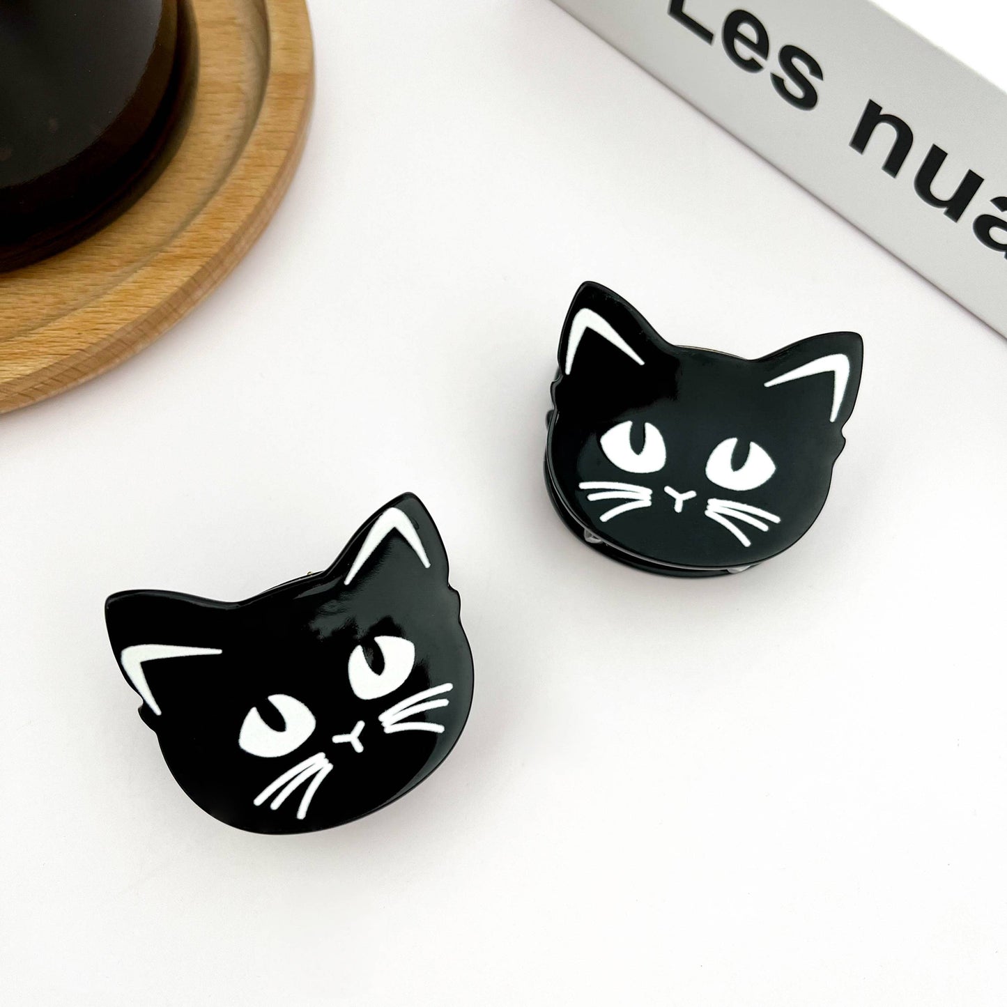 Eye-rolling Cat Claw Clip, Black Cat Hair Clip