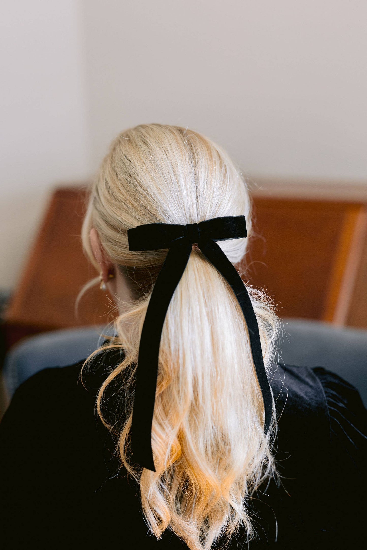 Long Velvet Hair Bow Barrette | Alice Bow - Long Length: Gingerbread