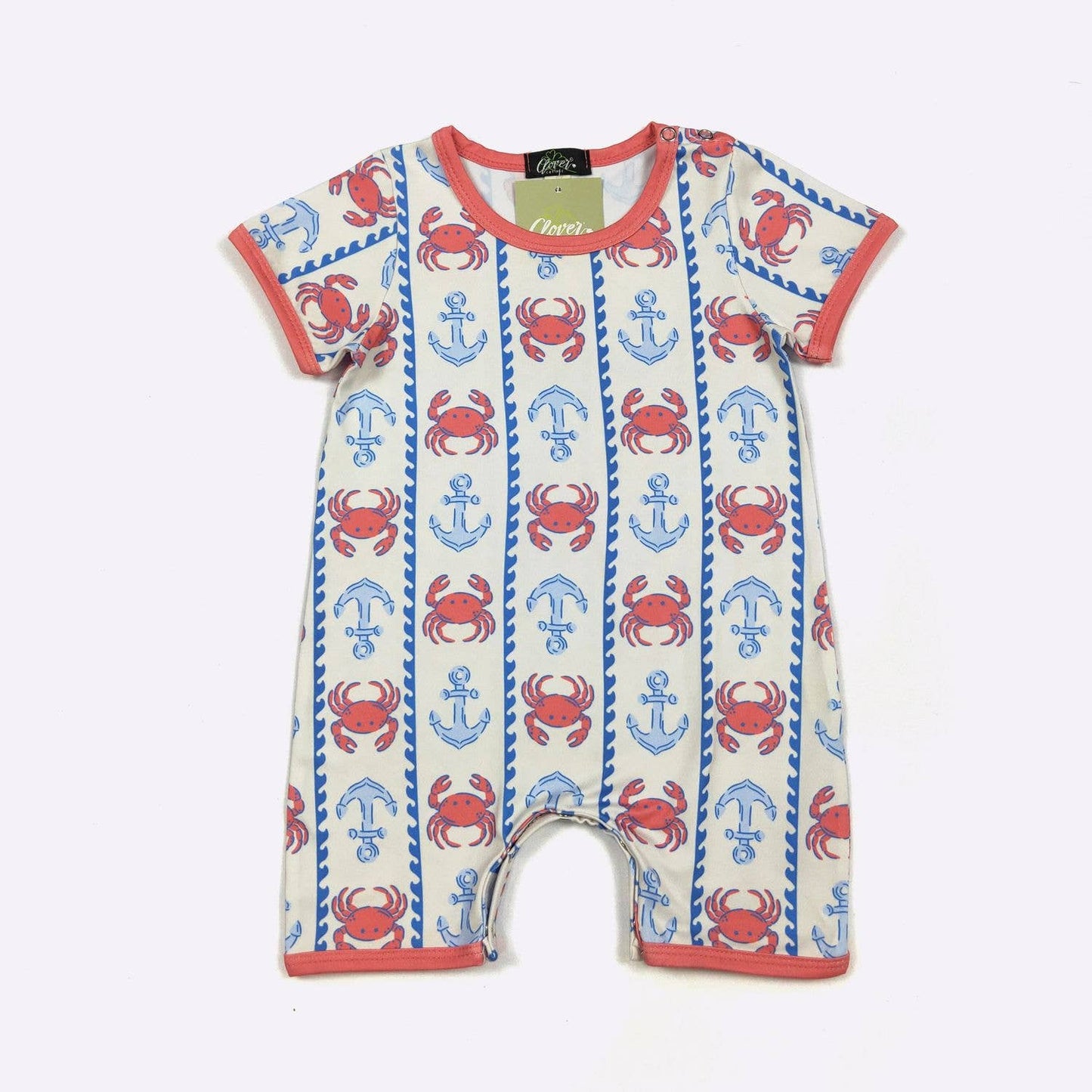 Crabby Anchor Boy Romper: 12/24 mo
