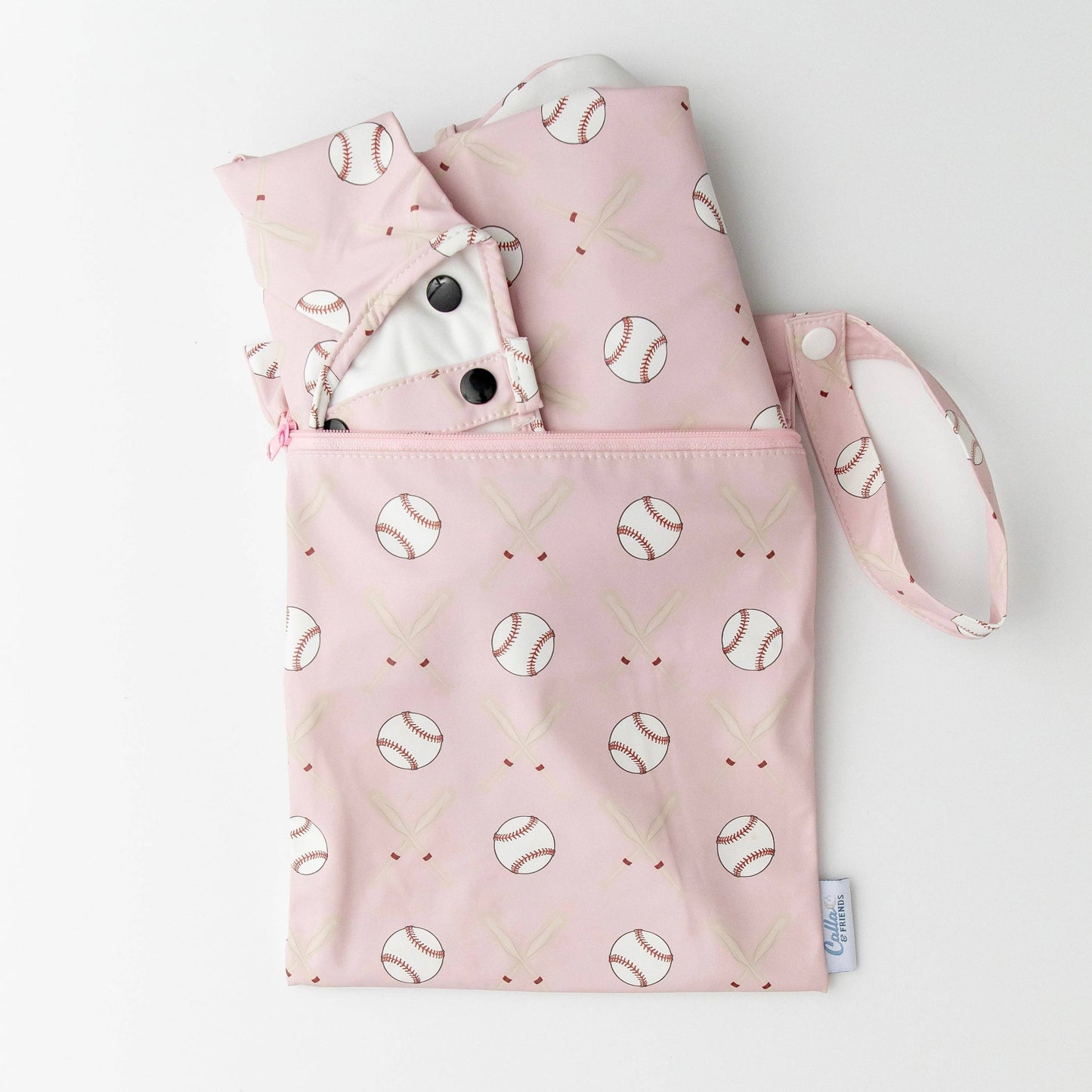 The Grayson Long Sleeve Bib - Baseball: Pink / 6-36M