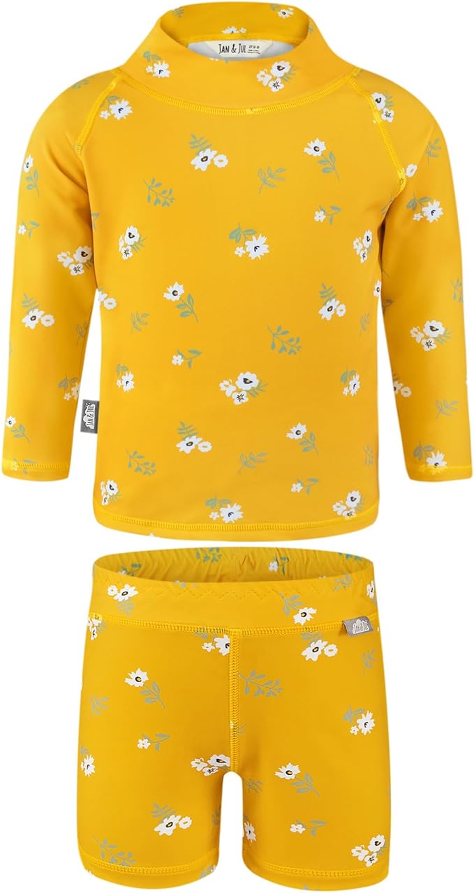 Jan & Jul Yellow Flower UV Rashguard Set