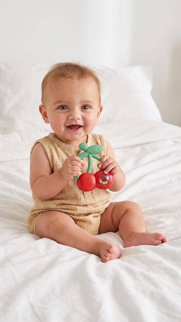 "NEW" Bitzy Shake™ - Silicone Teether with Rattle: Goose