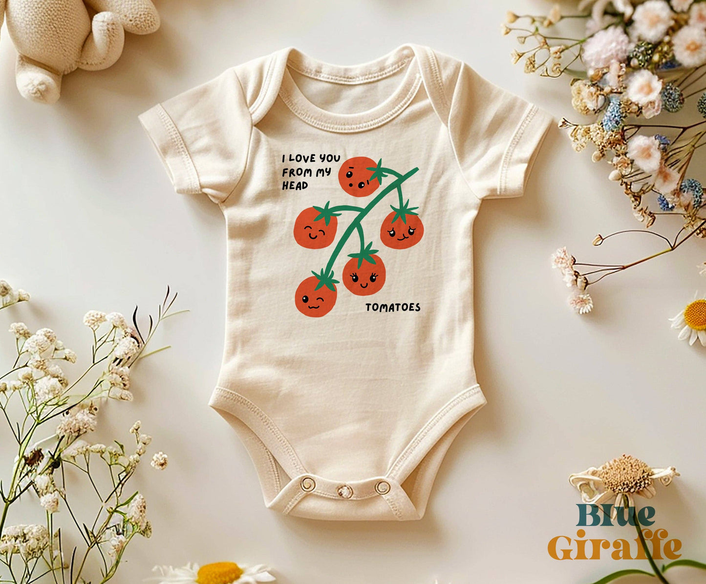I Love You From My Head to my Toes Baby Onesie®: 0-3 months / Short Sleeve Natural Onesie