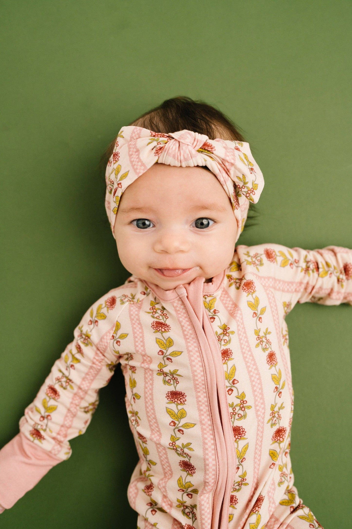 Vintage Floral Stripe Bamboo Sleeper: 6-12M