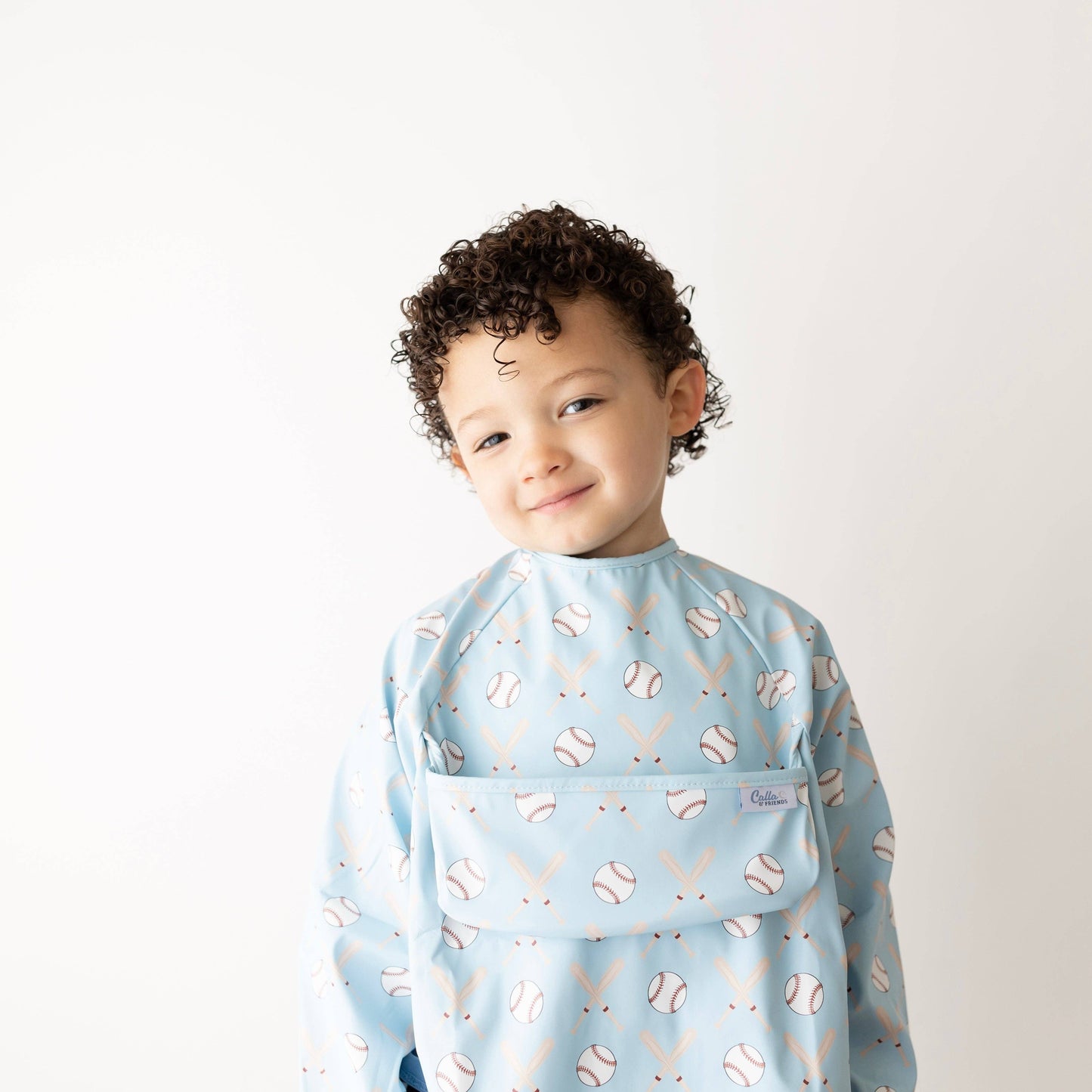The Grayson Long Sleeve Bib - Baseball: Pink / 6-36M
