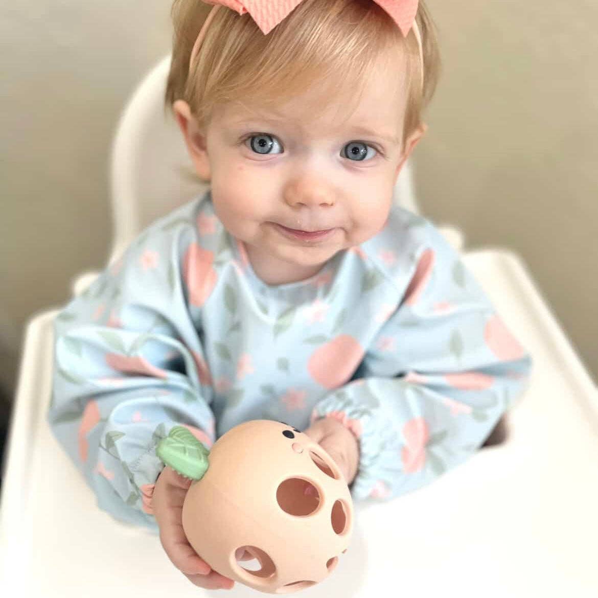 The Grayson Long Sleeve Bib - Peach Blossom: 6-36M
