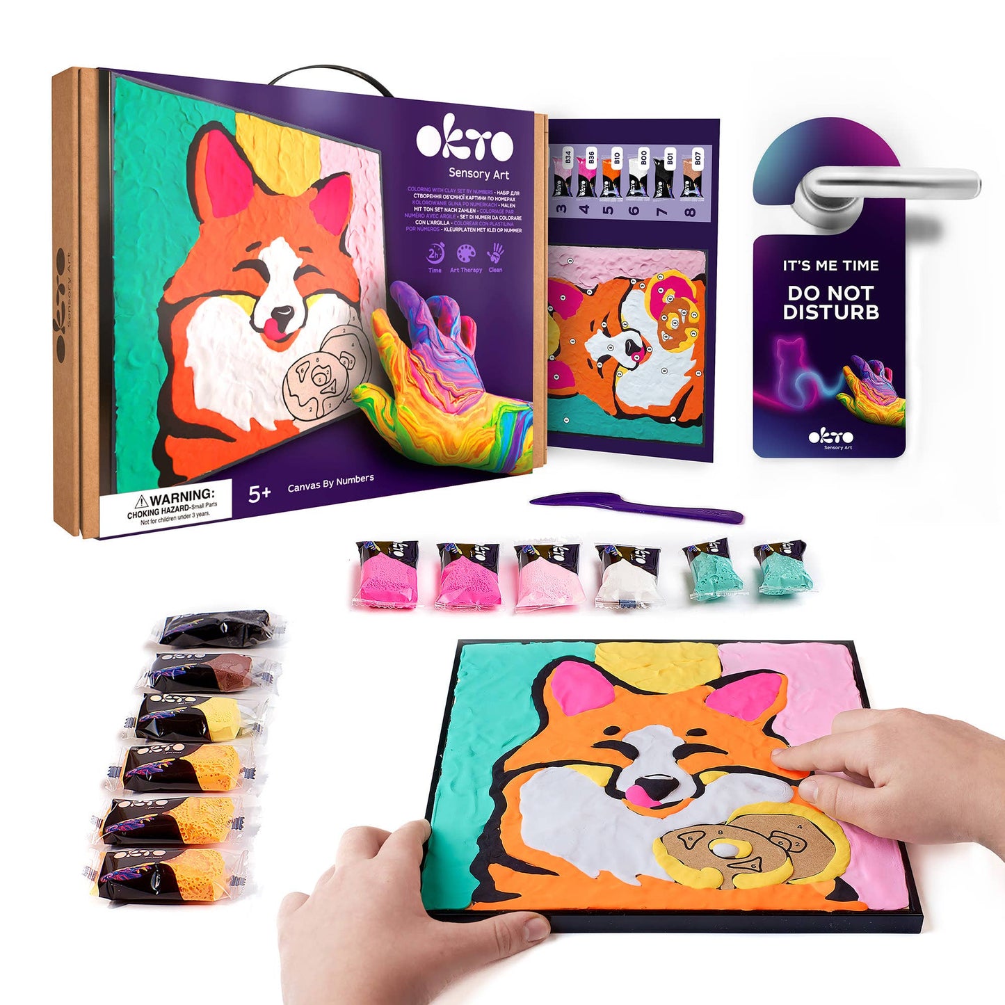 Fox Sensory Art OKTO Clay-by-Numbers Kit(11.4” x 11.4”)