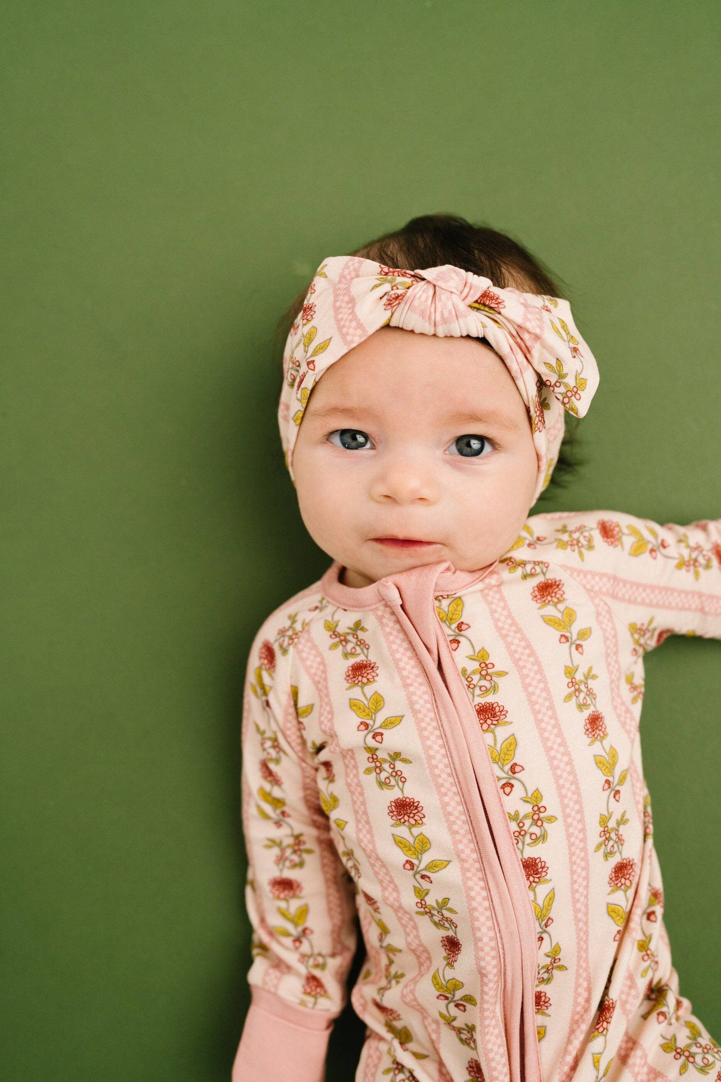 Vintage Floral Stripe Bamboo Sleeper: 0-3M