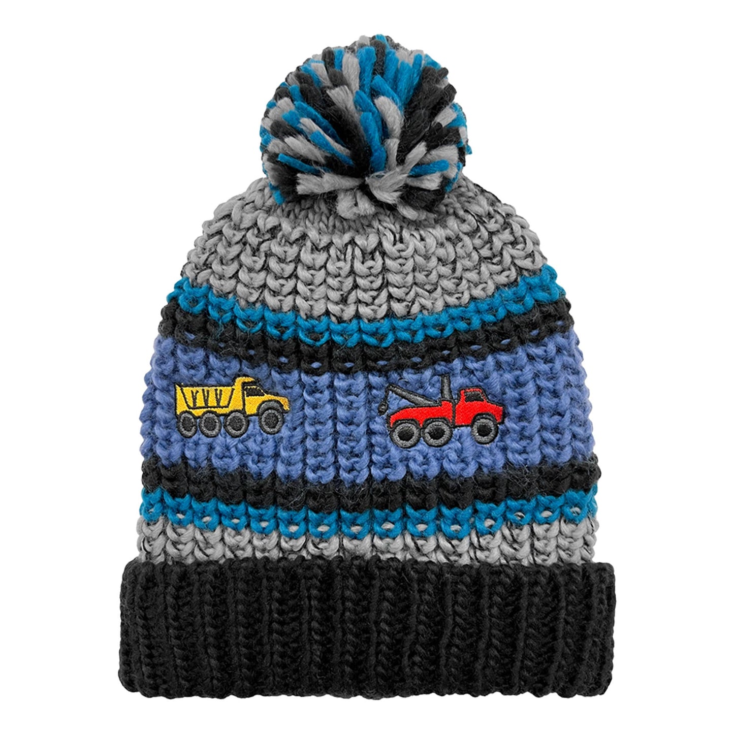 Boys Knit Cuff Hat w. Embroidered Trucks Size 2-4 Toddler