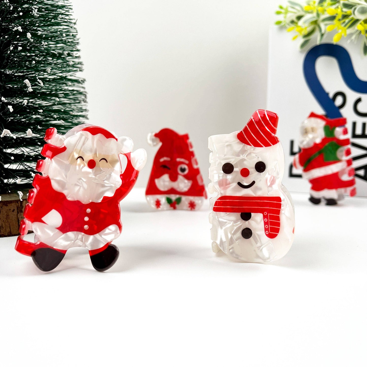 Cute Santa Claus Hair Clip, Red Christmas Claw Clips: D