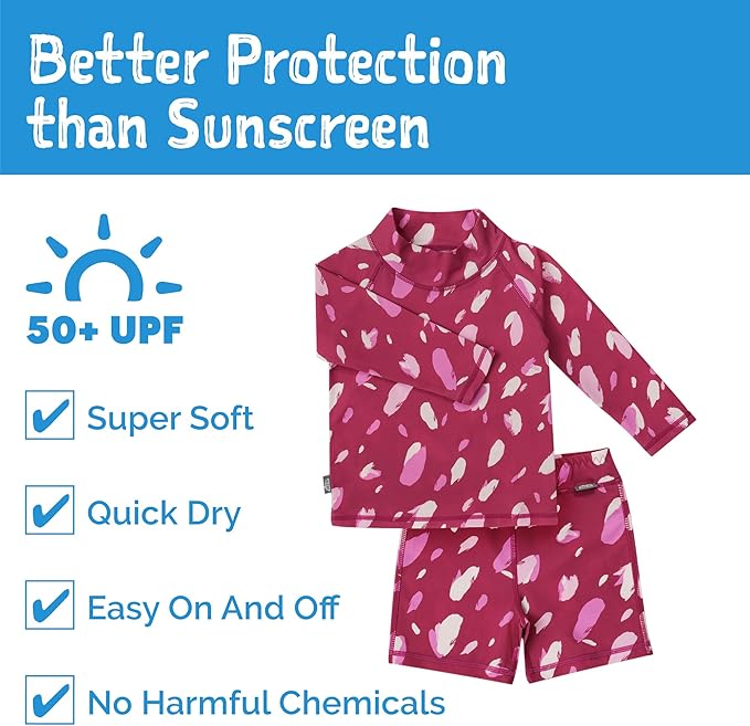 Jan & Jul Pink Petals UV Rashguard Set