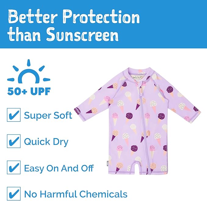 Jan & Jul Lavender Icecream UV 1 piece Jumpsuit Rashguard Swimsuit