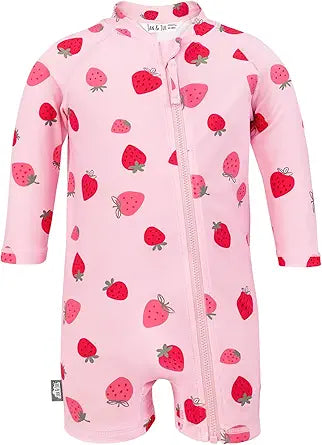 Jan & Jul Pink Strawberry UV 1 piece Jumpsuit Rashguard Swimsuit