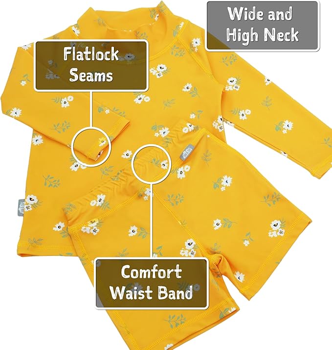 Jan & Jul Yellow Flower UV Rashguard Set