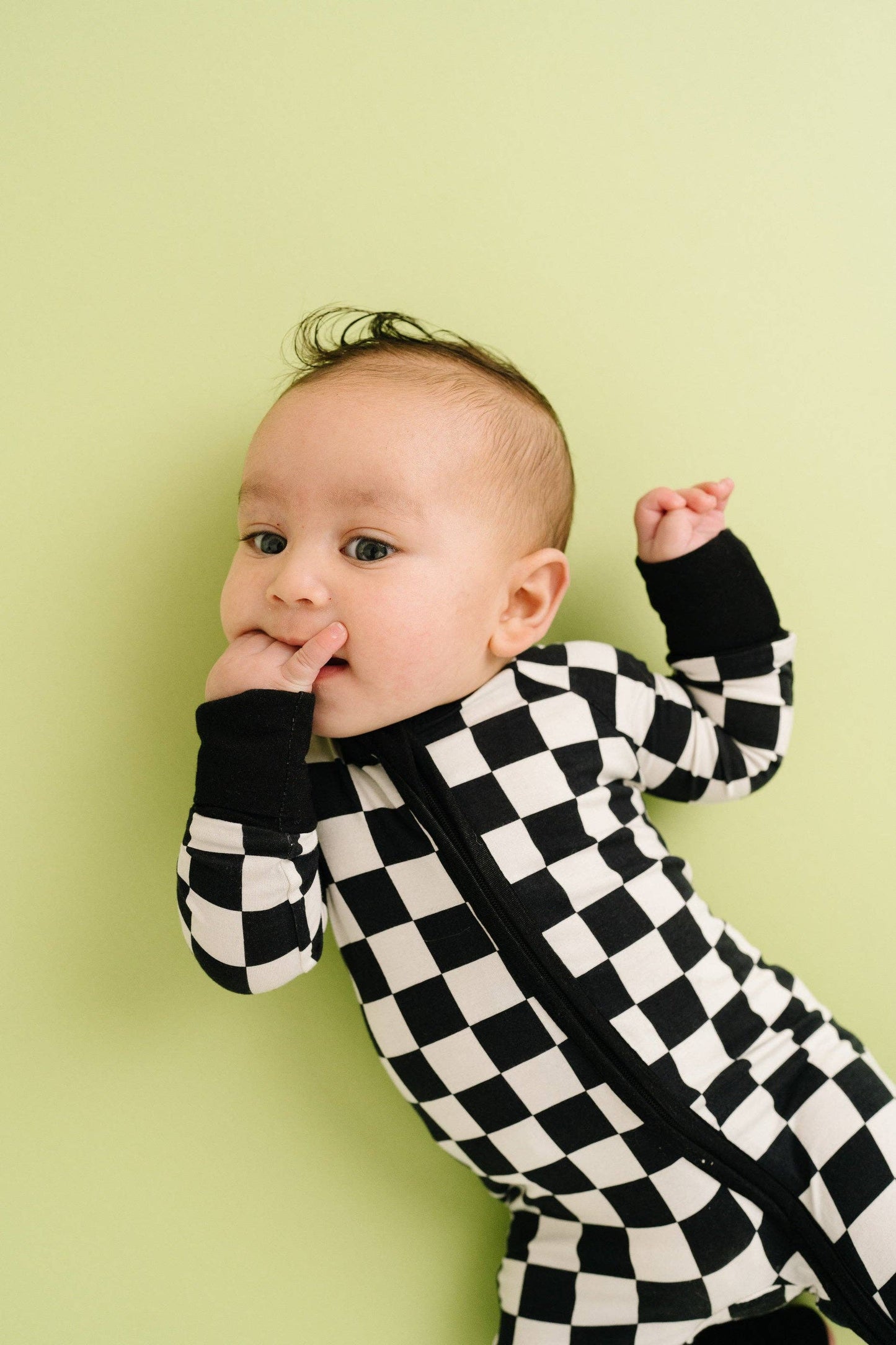 Black Checkered Bamboo Sleeper: 12-18M