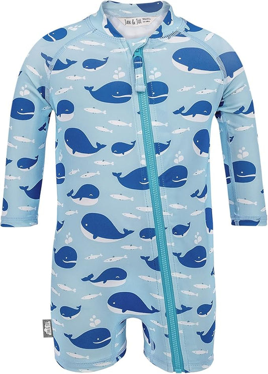 Jan & Jul Blue Whale UV 1 piece Jumpsuit Rashguard Swimsuit