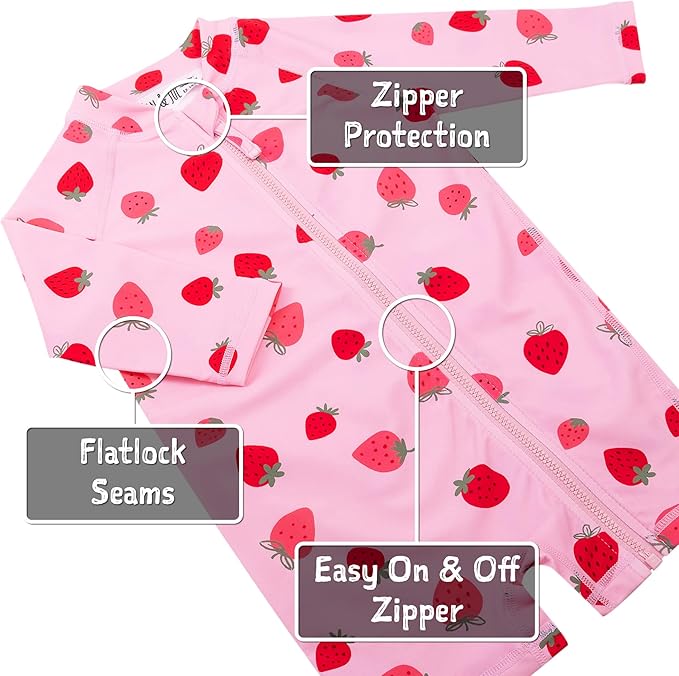 Jan & Jul Pink Strawberry UV 1 piece Jumpsuit Rashguard Swimsuit