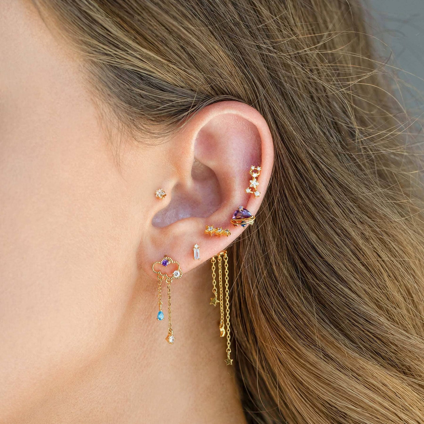 Reigning Clouds Dangle Earrings: Gold