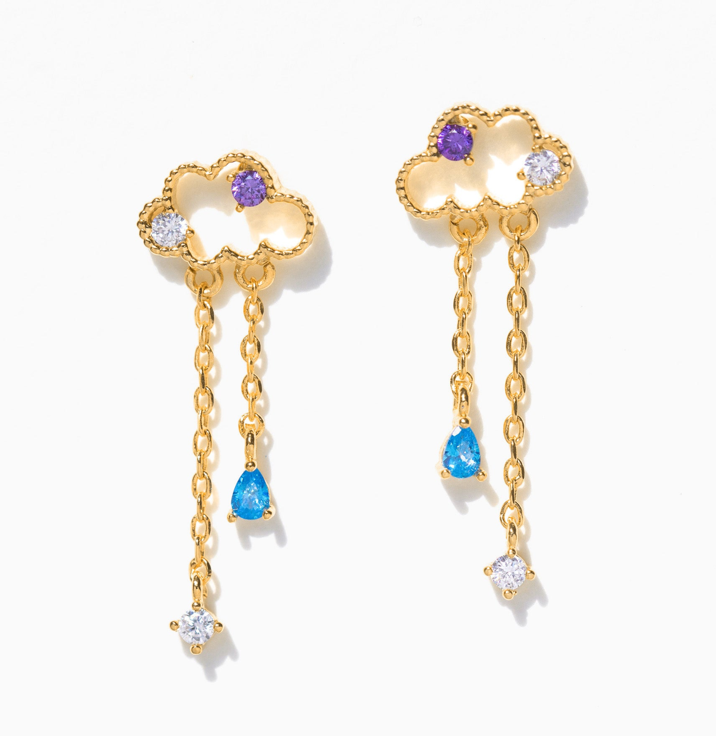 Reigning Clouds Dangle Earrings: Gold