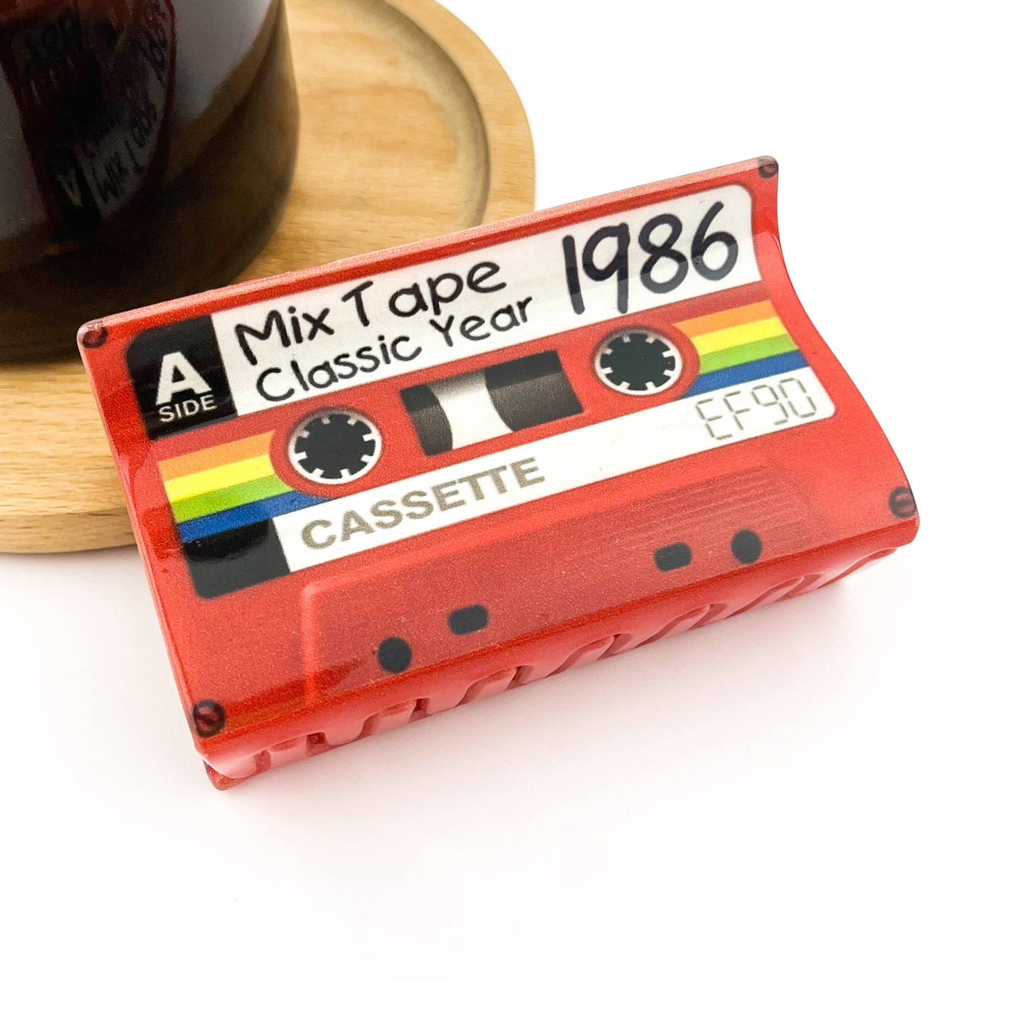 Red Cassette Tape Hair Claw Clip, Retro Hair Accessories: Red