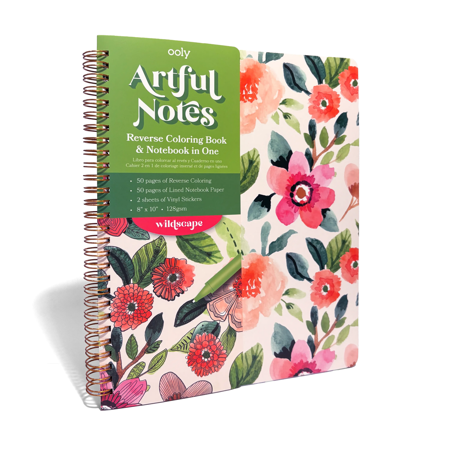 Artful Notes Reverse Coloring Book and Notebook - Wildscape