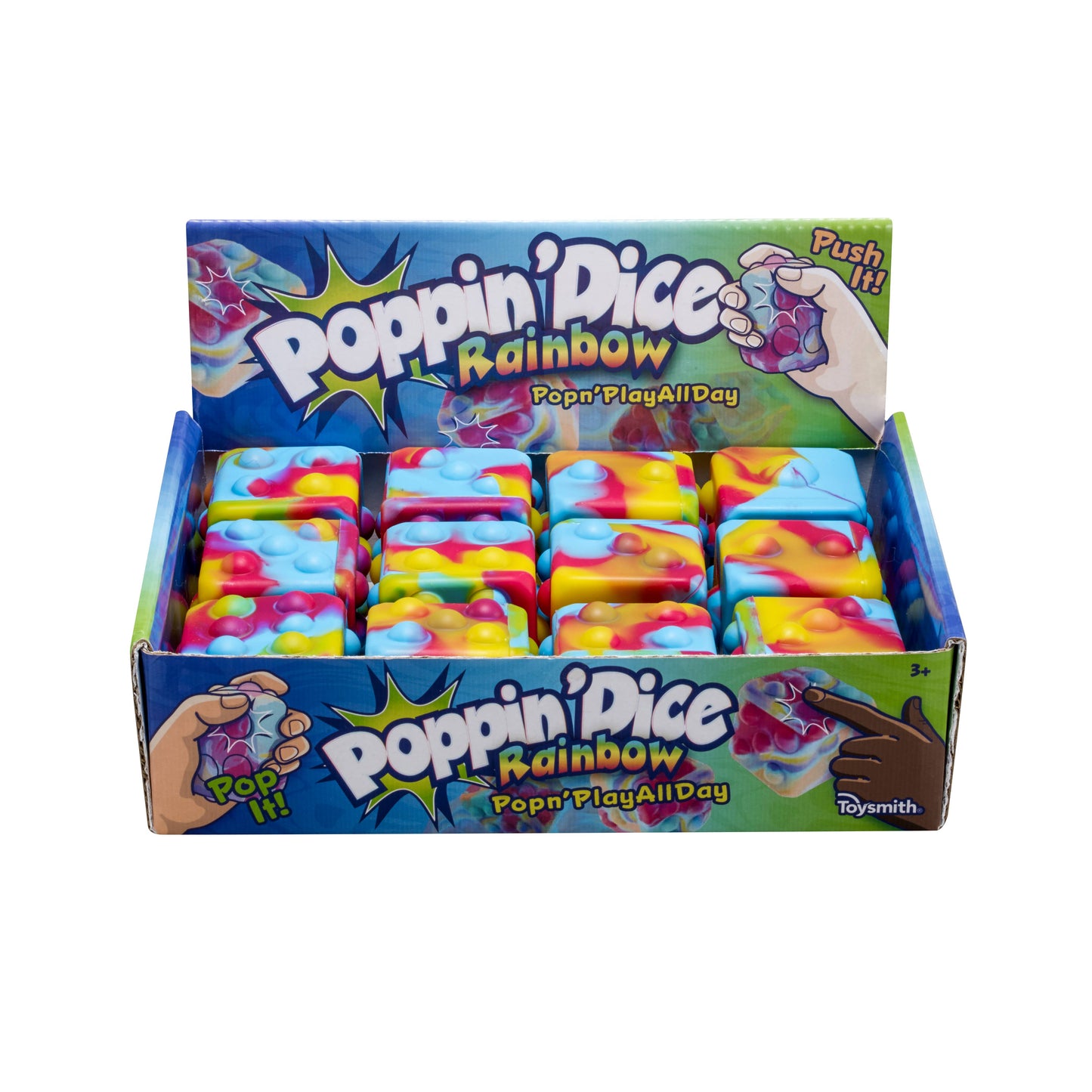 Poppin Dice' - Rainbow Satisfying Fidget Toy, Rainbow Colors