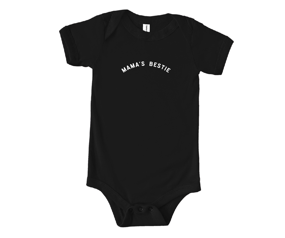 Mama's Bestie Onesie - Black: 3-6 Months