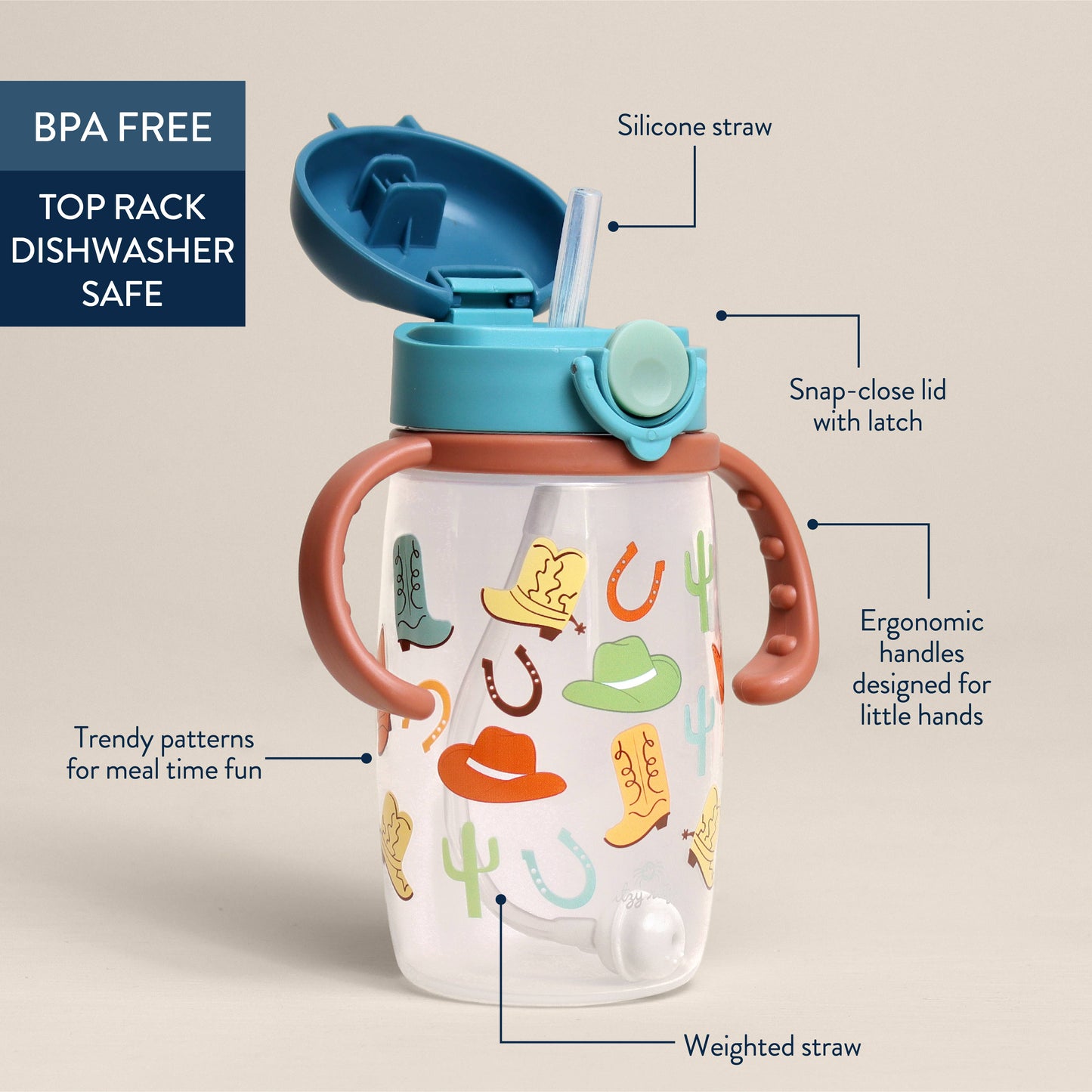 *NEW OPTIONS* Itzy Sips™ - Straw Cup With Snap-Close Lid: Woodland