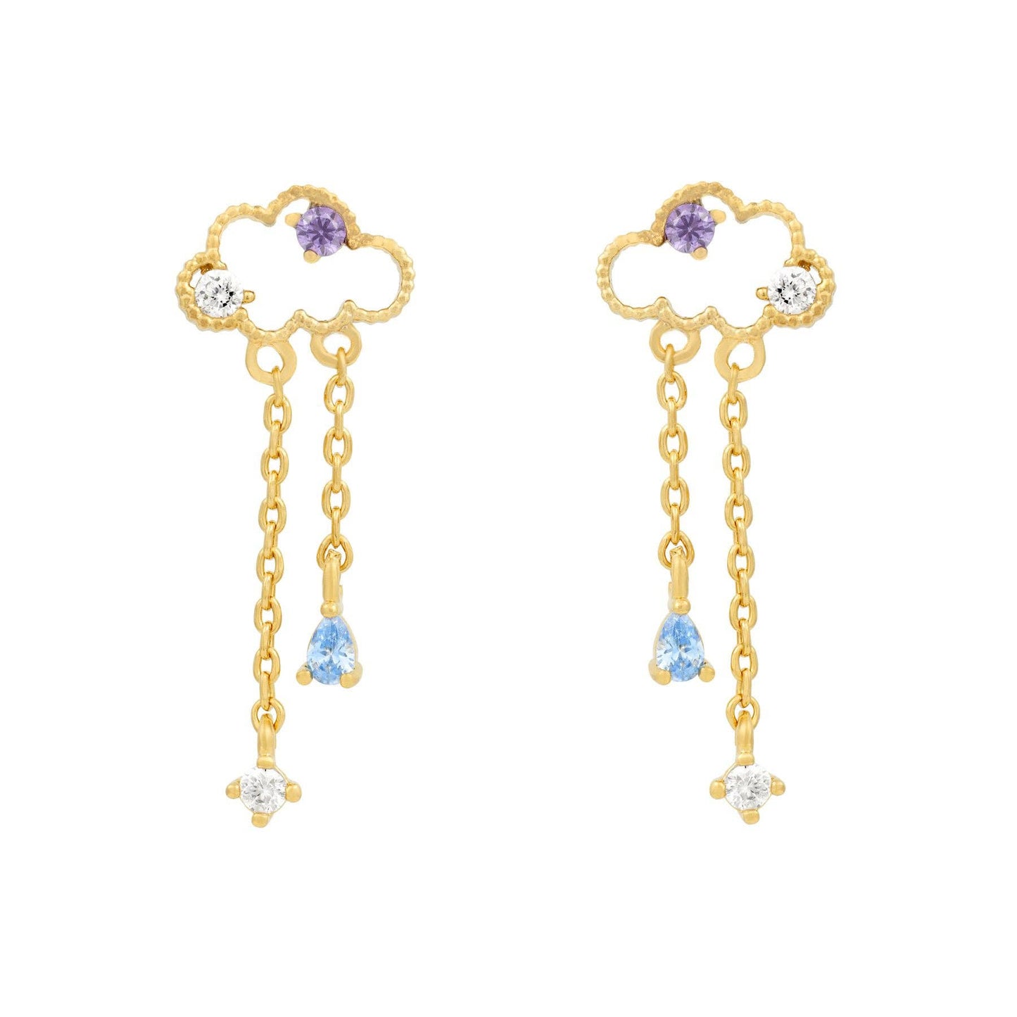 Reigning Clouds Dangle Earrings: Gold