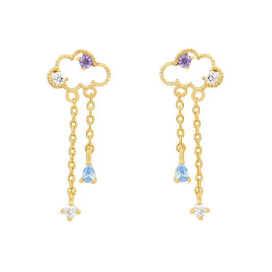 Reigning Clouds Dangle Earrings: Gold