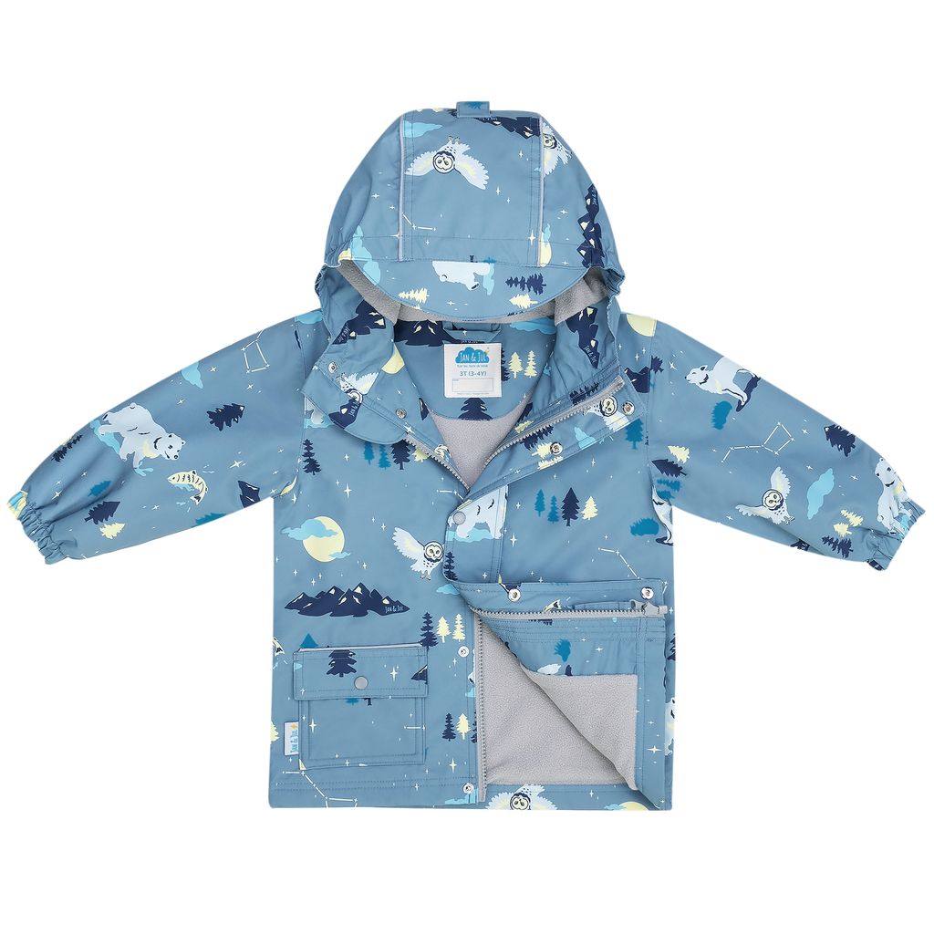 Jan & Jul - Fleece Lined Rain Jacket - Wolf and Bear