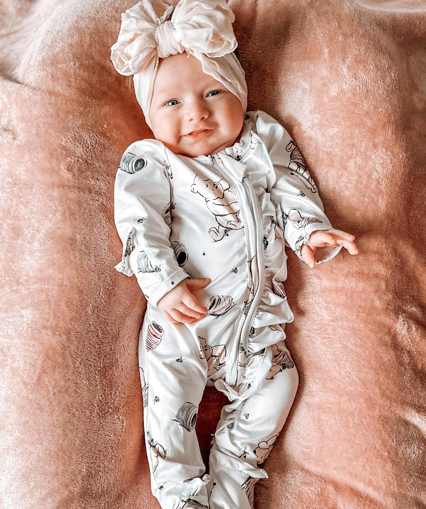 Ruffles & Bowties - Baby Girls Sleeper - Pooh Honey Pot : 3-6M