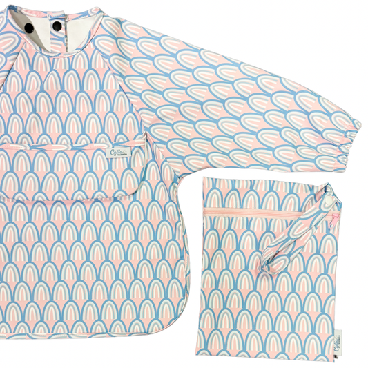 The Grayson Long Sleeve Bib - Rainbow: Petal Pink