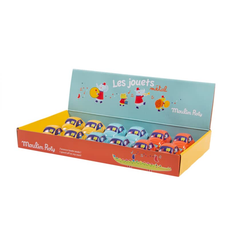 Display box with 12 Metal Friction Cars - Assorted Box - Moulin Roty