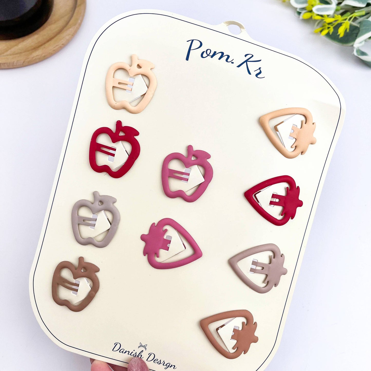 Small Kids BB Hair Clips, Heart & Teardrop Snap Clips: Red A