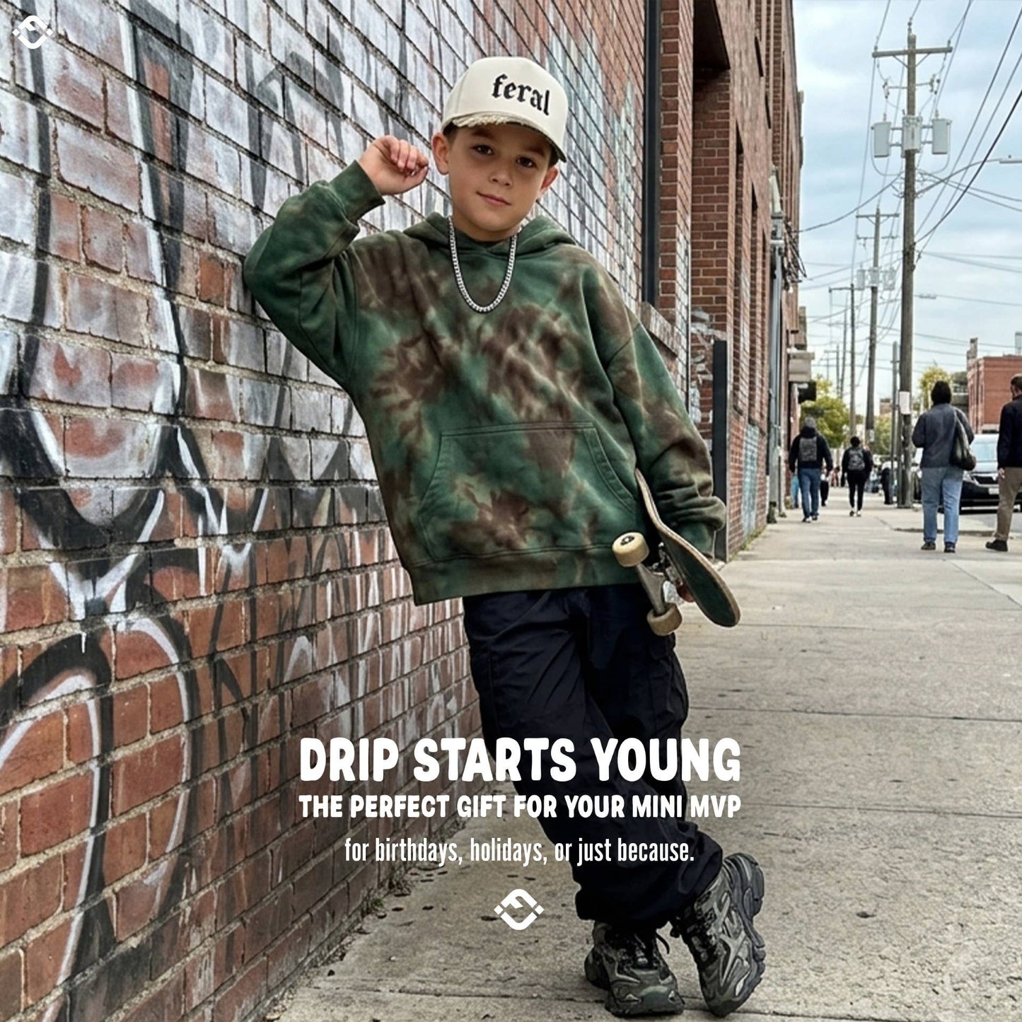 Kid/Baby 2-Tone Cap: Feral - Wood Camo/Beige: Kids (2-9 Years)