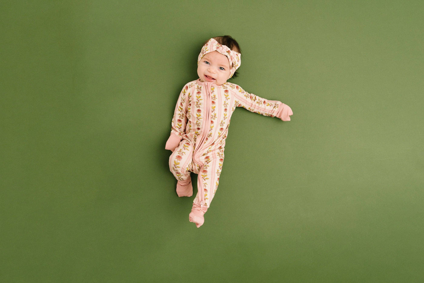 Vintage Floral Stripe Bamboo Sleeper: 6-12M